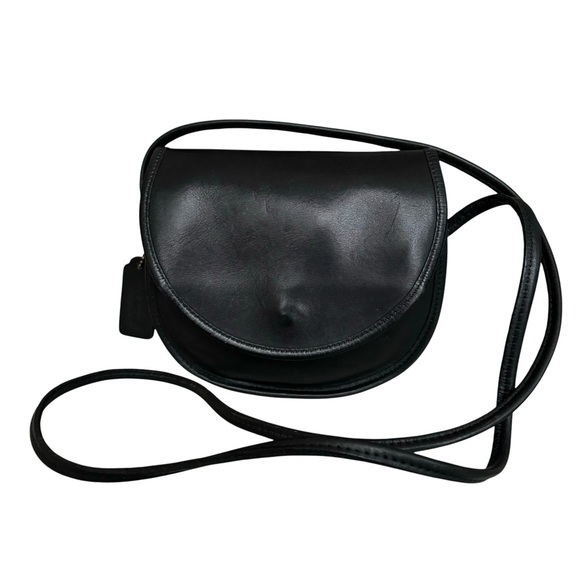 Coach Vintage Leather Flap Bag Black Small Shoulder Bag Y2K Crossbody Women’s - Picture 1 of 17